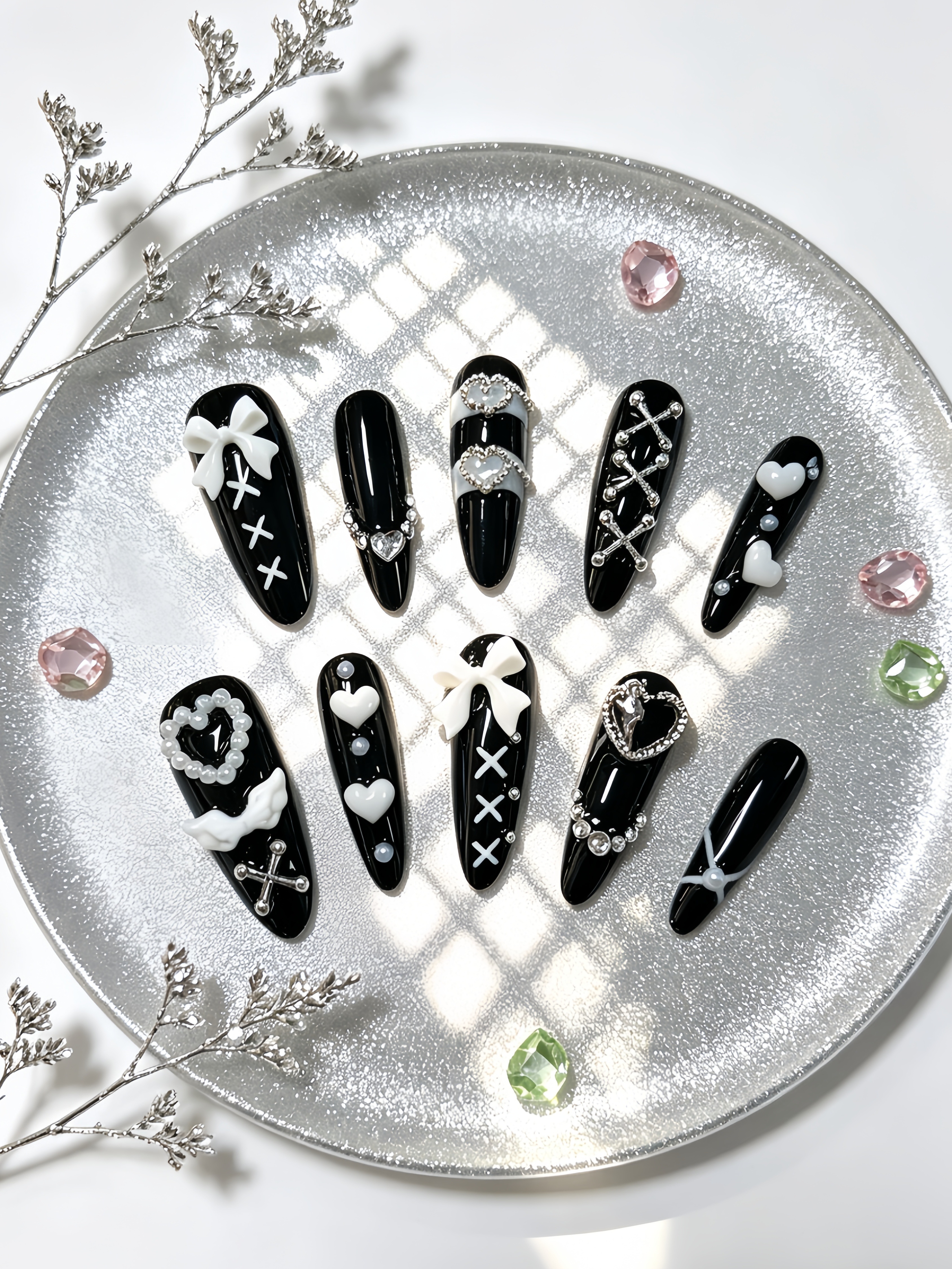 10 unghie finte lunghe nere e  - Korean Women Lifestyle recensione e prezzo