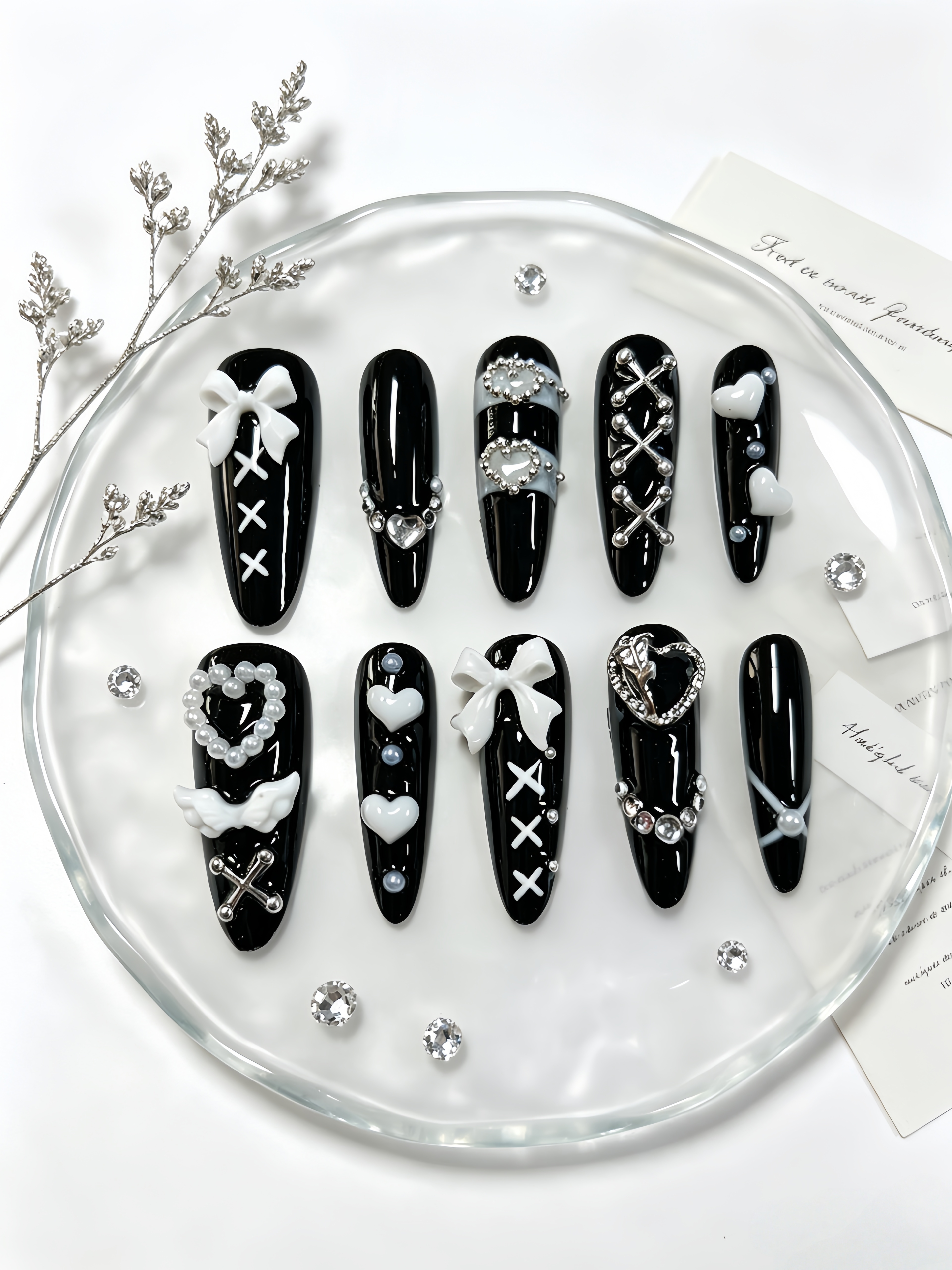 10 unghie finte lunghe nere e  - Korean Women Lifestyle recensione e prezzo